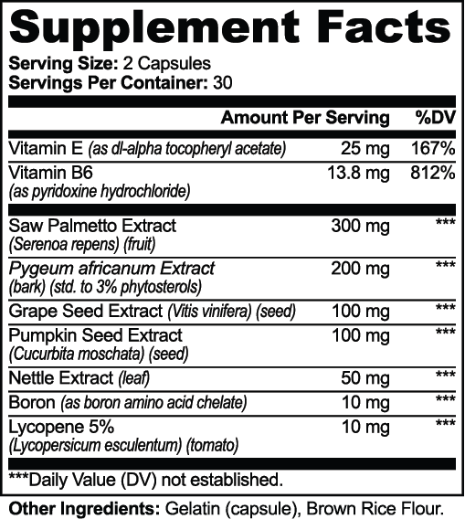 Prostate Support nutritional facts