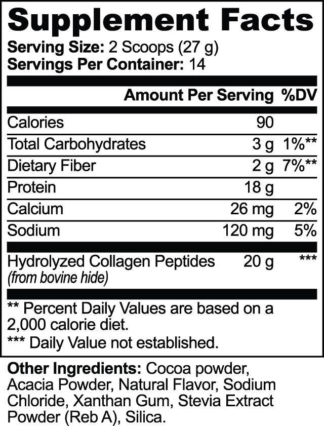 Grass-Fed Collagen Peptides Powder (Chocolate) nutritional facts