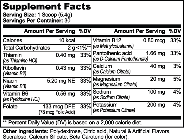 Hydration Powder (Lemonade) nutritional facts