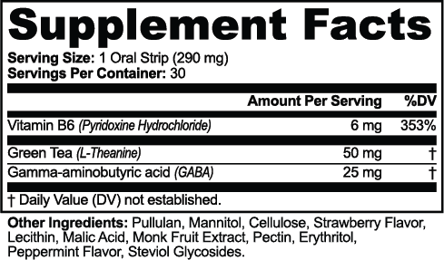 Cognitive Relax Strips nutritional facts
