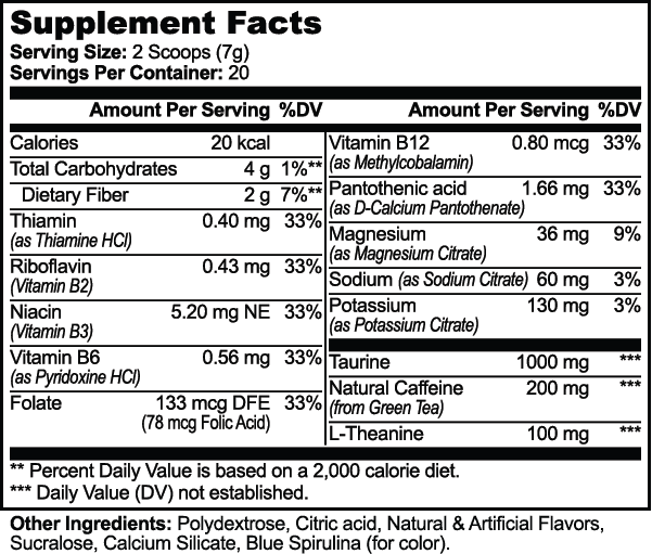 Energy Powder (Cotton Candy) nutritional facts