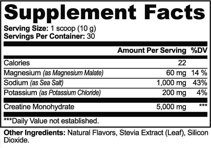 Creatine Hydration Powder nutritional facts