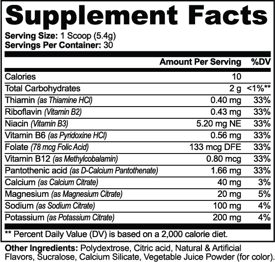 Hydration Powder (Matcha Green Tea) nutritional facts