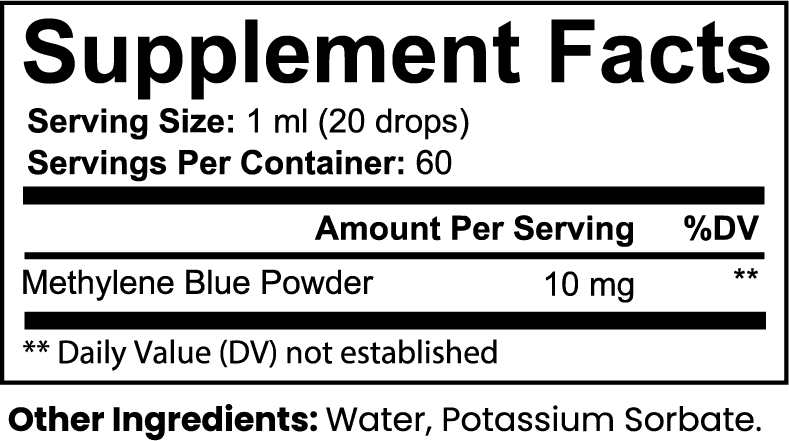 Methylene Blue Drops nutritional facts