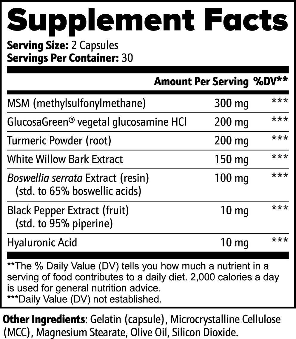 Joint Support nutritional facts