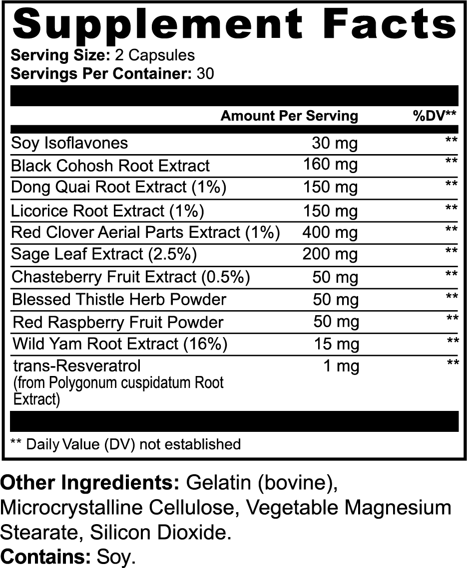 Women's Vitality Formula nutritional facts