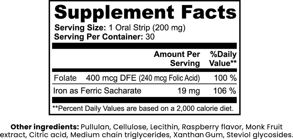 Iron Strips nutritional facts