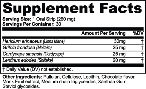 Mushroom Focus Strips nutritional facts