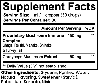 Adaptogen Immunity Drops nutritional facts