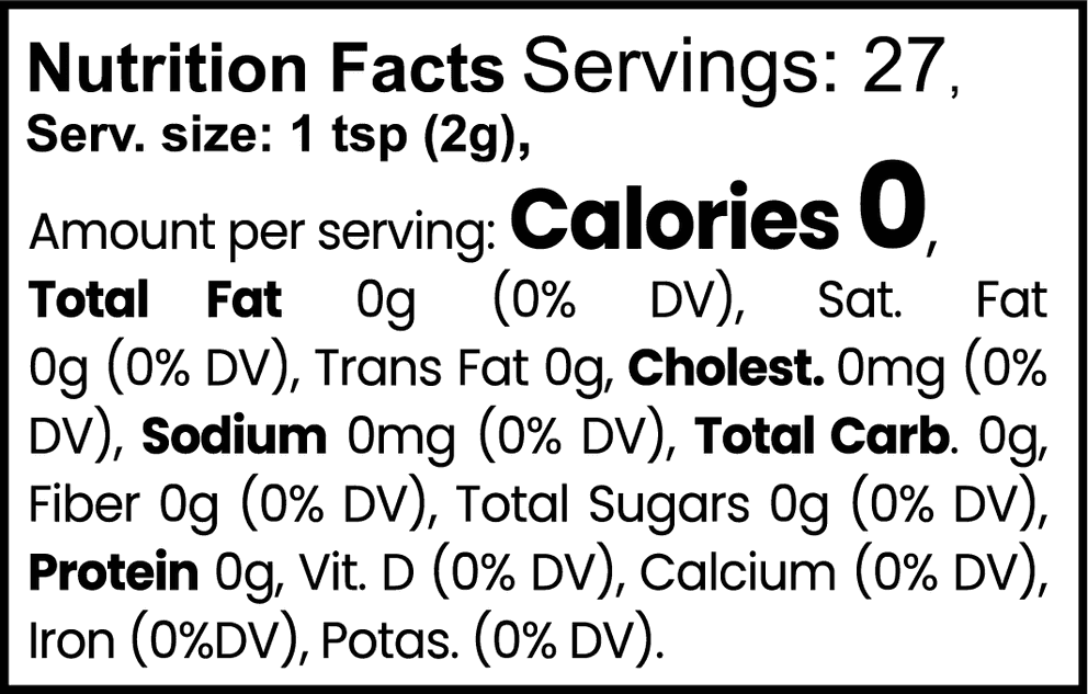 Mushroom Fuse Instant Coffee (Medium Roast) nutritional facts