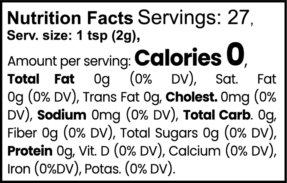 Mushroom Fuse Instant Coffee (Medium Roast) nutritional facts