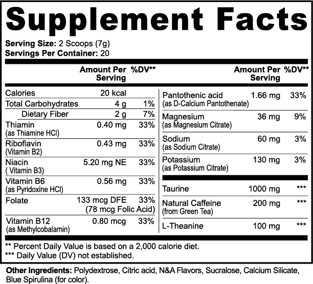 Energy Powder (Cotton Candy) nutritional facts