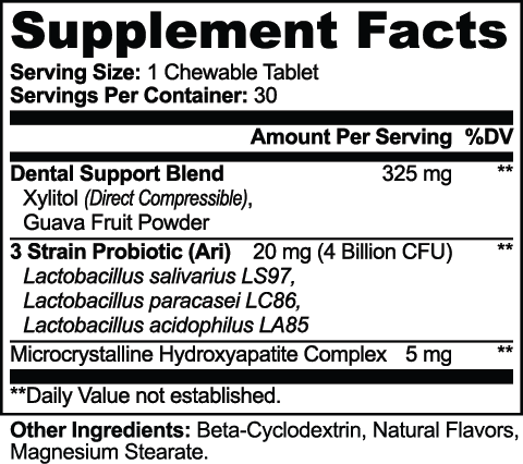 Dental + Oral Health Chewables nutritional facts