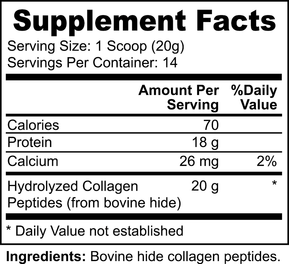 Grass-Fed Hydrolyzed Collagen Peptides  nutritional facts