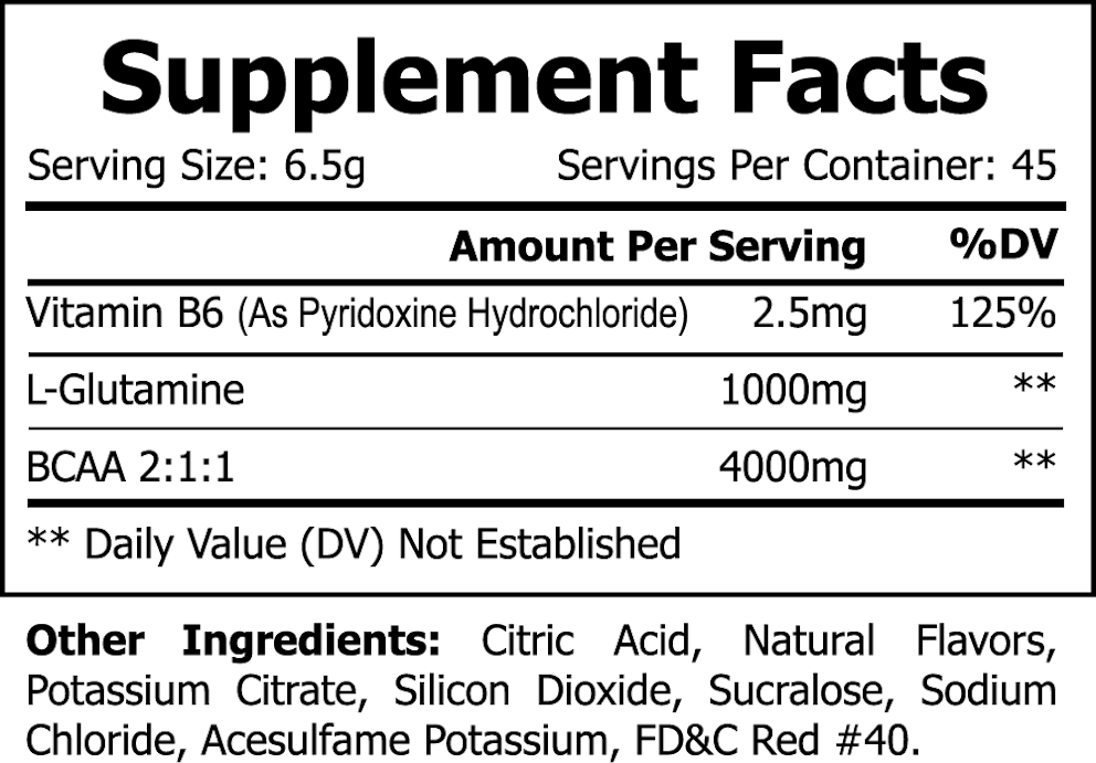 BCAA Shock Powder (Fruit Punch) nutritional facts