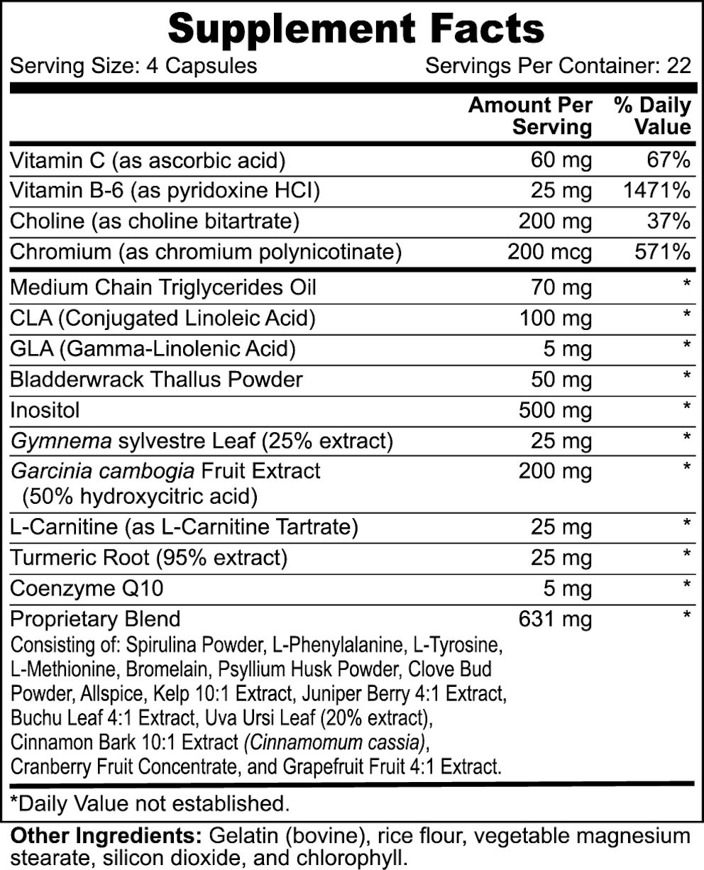 Super Fat Burner with MCT nutritional facts