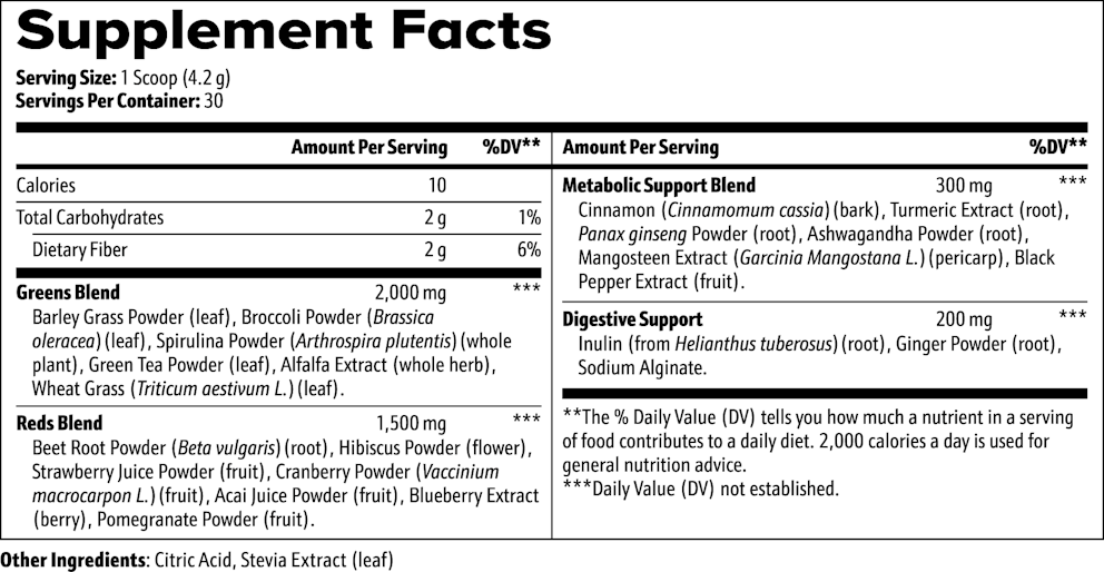 Greens Superfood nutritional facts